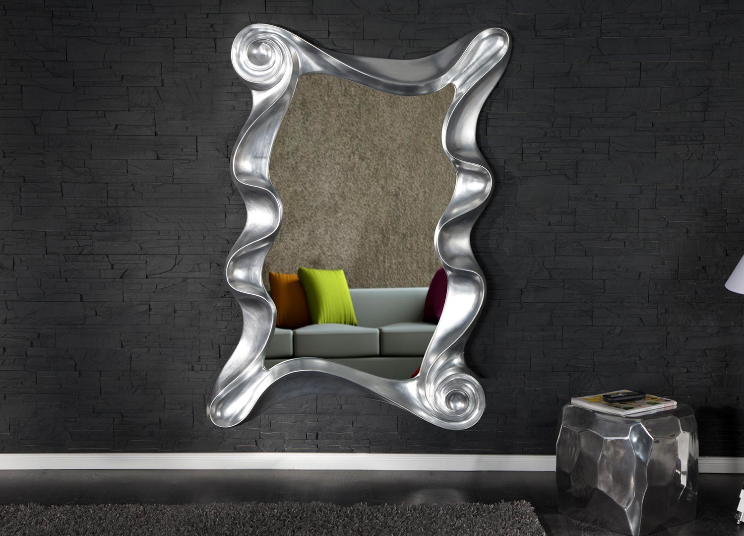 Miroir mural moderne argenté