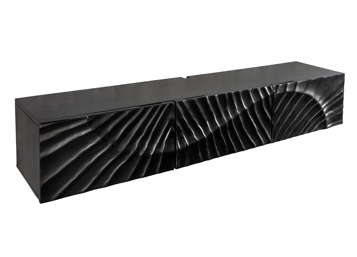 Meuble tv suspendu moderne en manguier noir