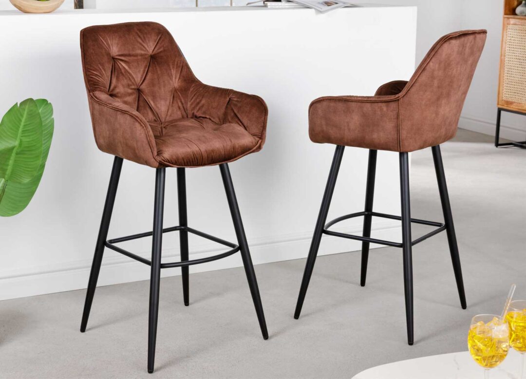 Fauteuil de bar en velours marron