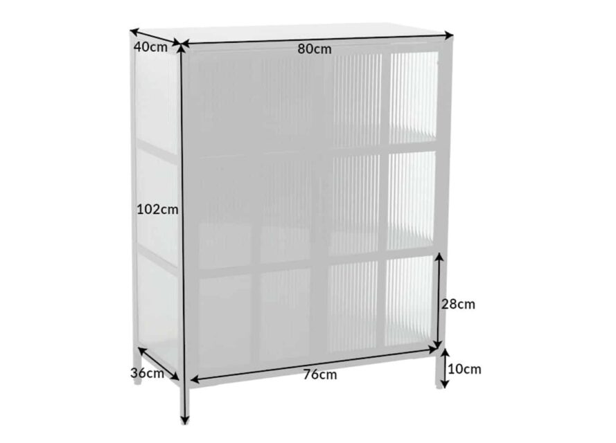 Dimensions de la commode vitrée 41723