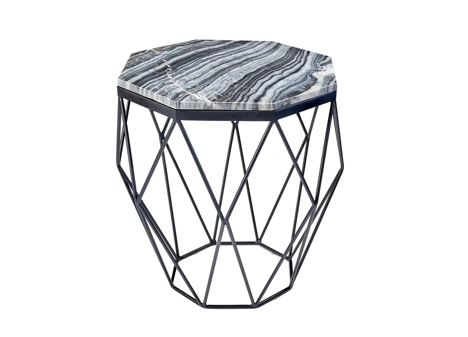 Table d'appoint moderne plateau en marbre gris
