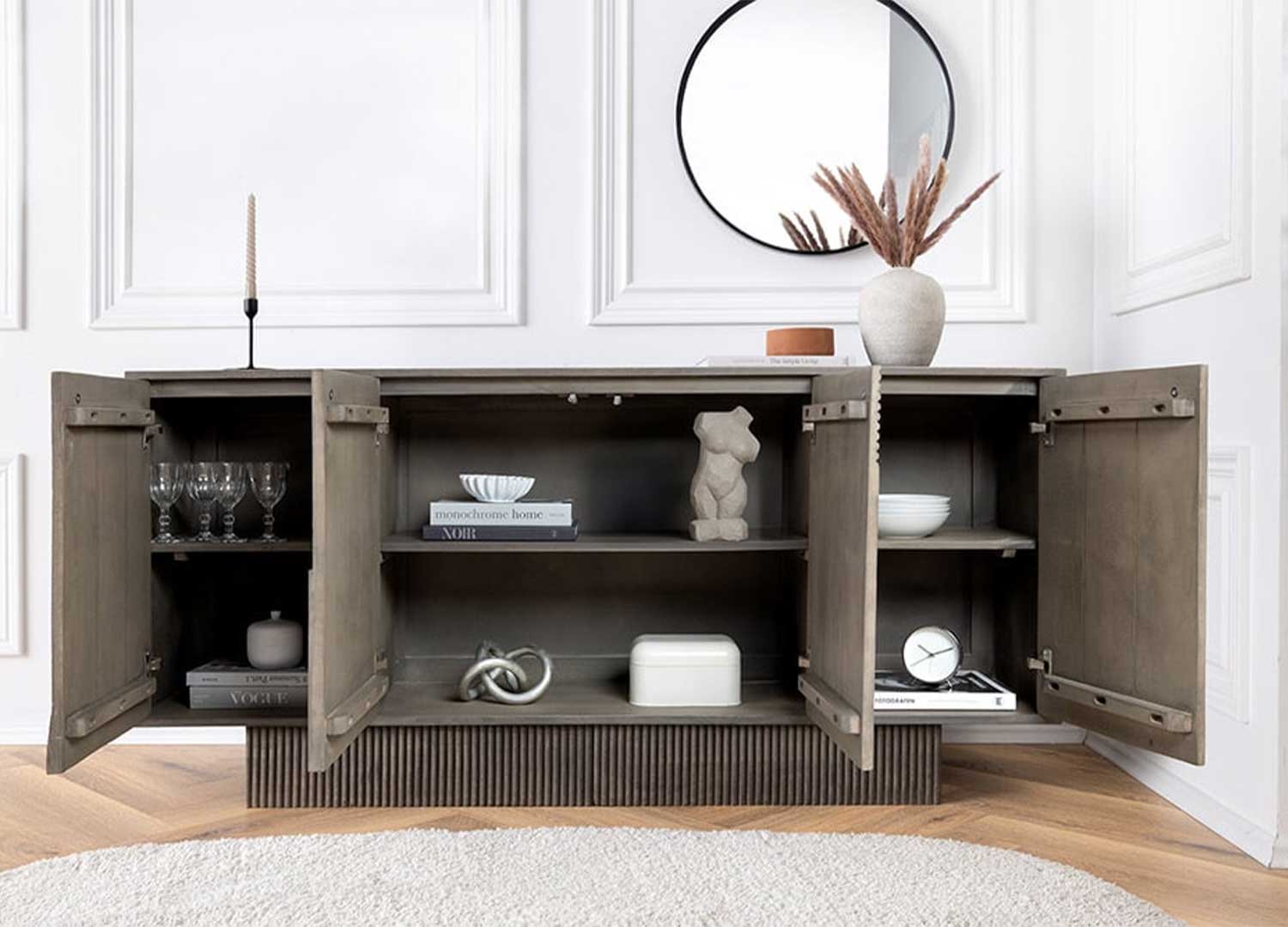 buffet en bois massif grise
