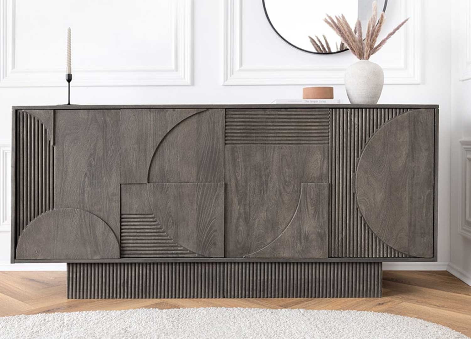 Buffet en bois de manguier grisé design 170 cm