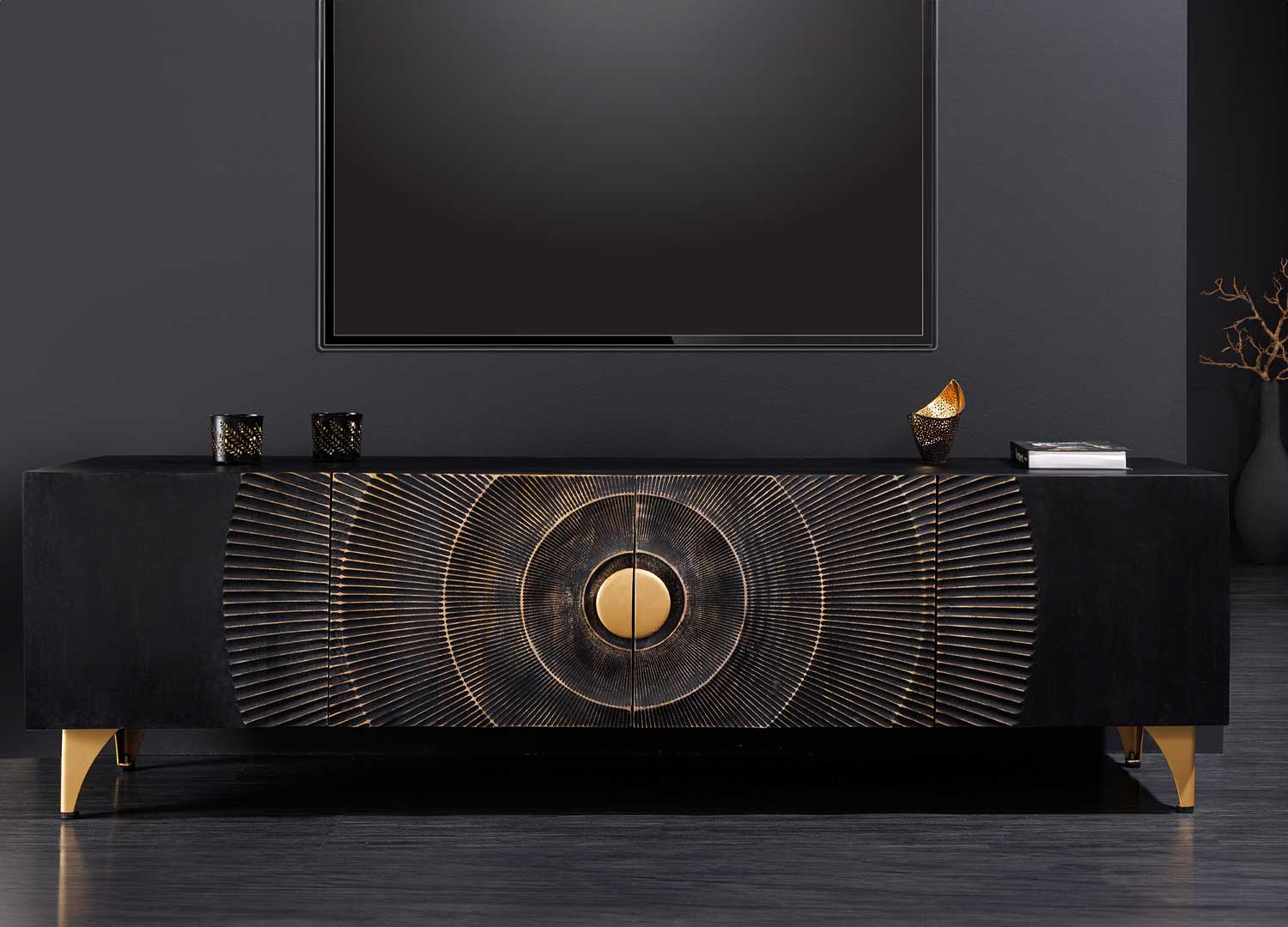meuble tv ethnique en manguier noir
