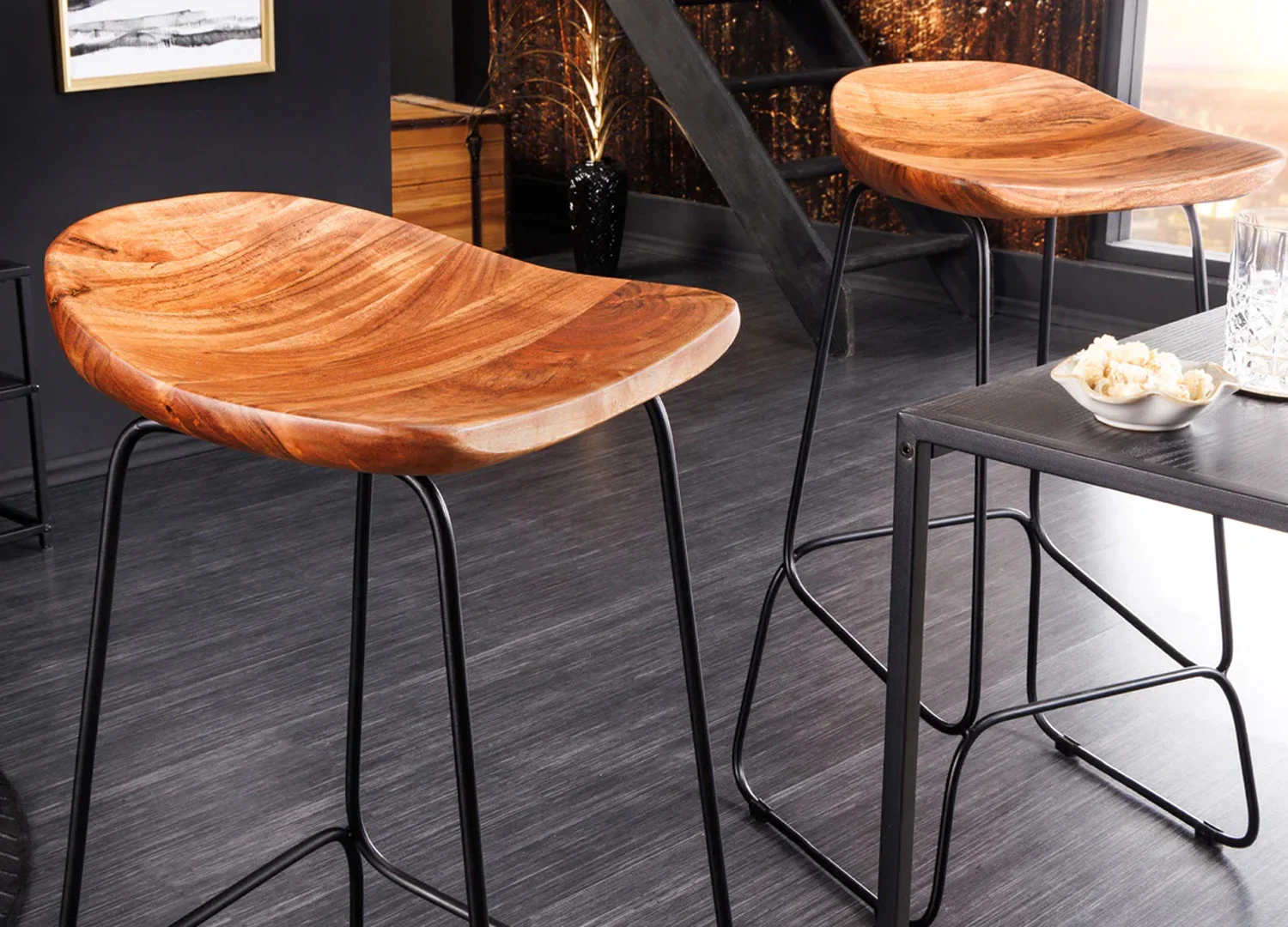 tabourets de bar en bois massif