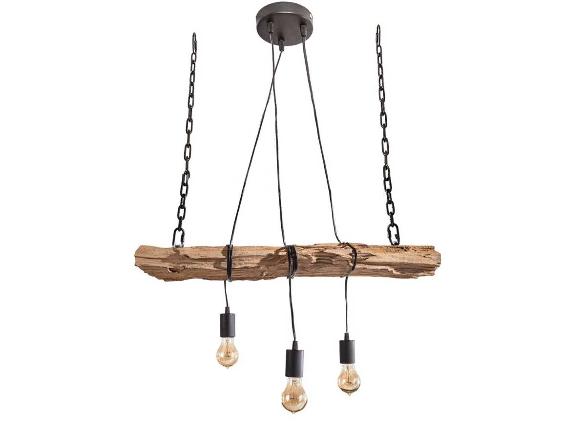 Luminaire suspendu en bois de teck recyclé