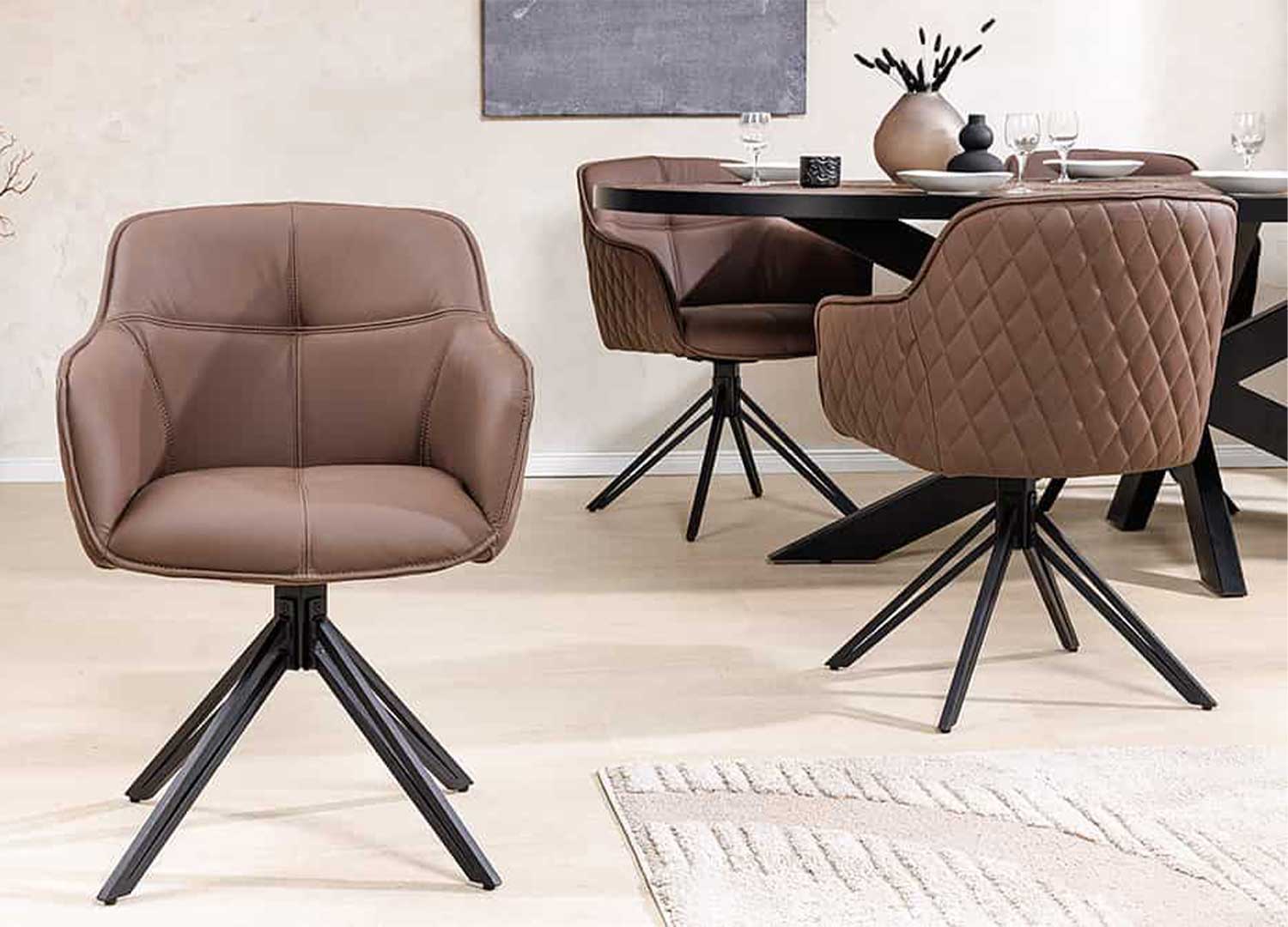 lot de 2 chaises en cuir design