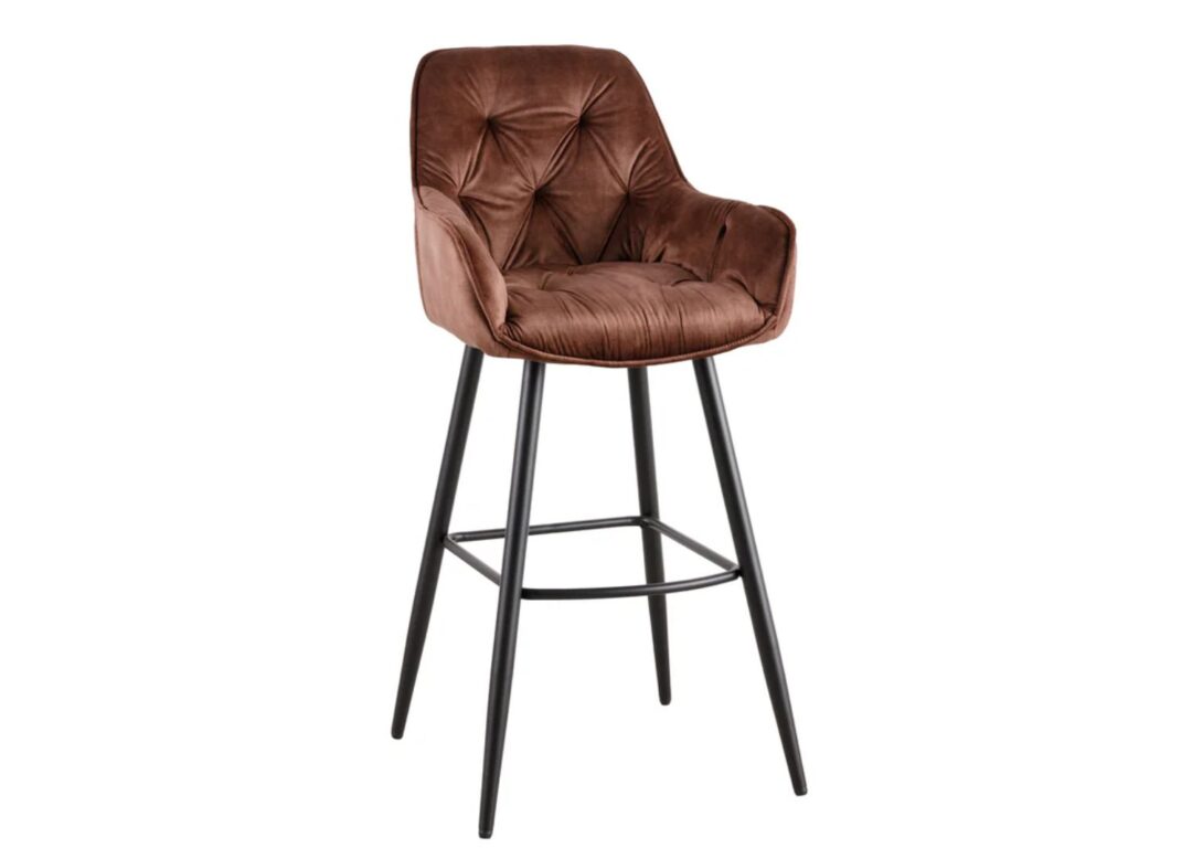 Tabouret de bar moderne velours marron